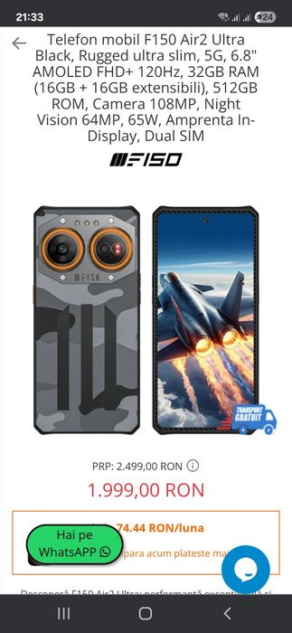 Vând IIIF150 Air2 Ultra – telefon rugged / ultra-thin 5G, stare ca nou