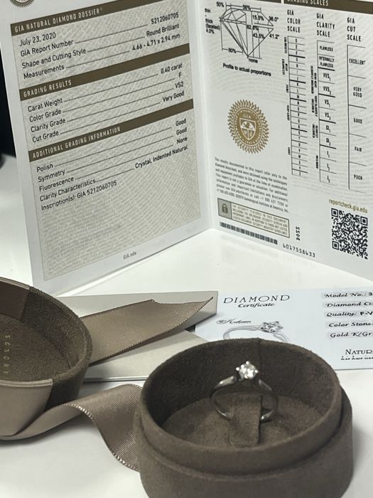 Златен пръстен 14 карата с диамант GIA