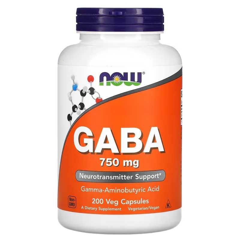 NOW Foods GABA + B6 ГАМК с витамин B6 500 мг 750 мг 1100 и 200 капсул