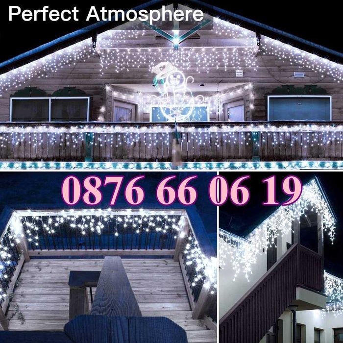 Коледна завеса 3 м бяла светлина, коледна украса, коледни лампички