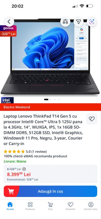 Laptop Lenovo ThinkPad T14 Gen 5 SSD - SIGILAT -