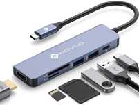 Novoo R6 PD, 6-in-1 USB C Hub, power delivery 100W, HDMI, card SD/TF