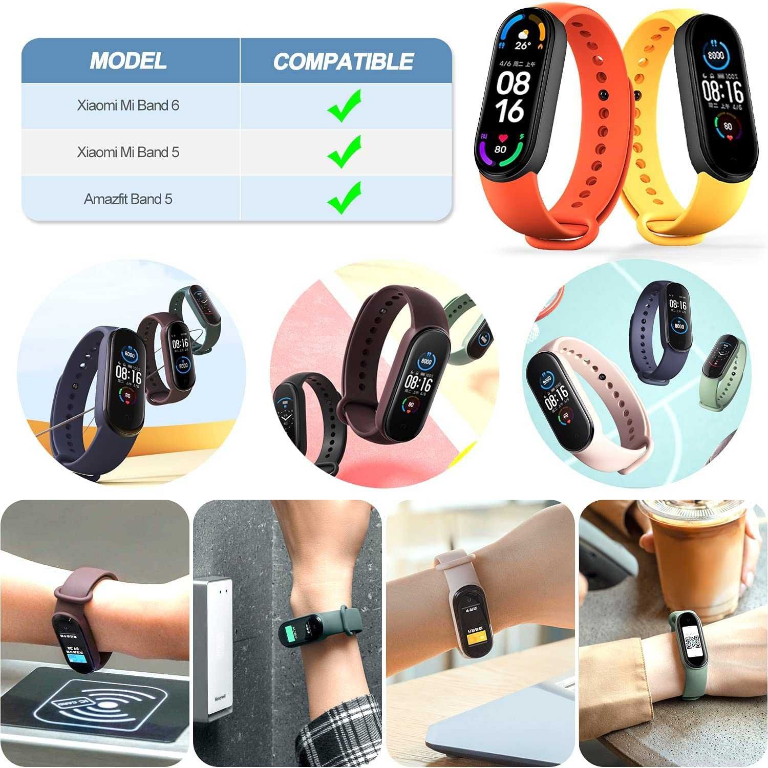 Set 3 culori Curea silicon Xiaomi Mi Band 5 Mi Band 6 Amazfit Band 5