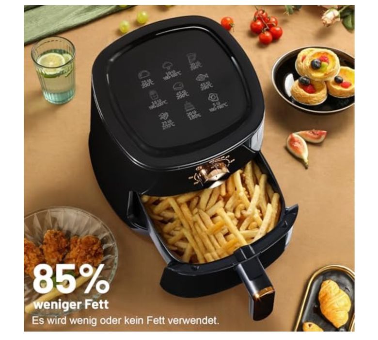 Air flyer Oyajia Friteuză cu aer cald de 5,5 l cu buton rotativ