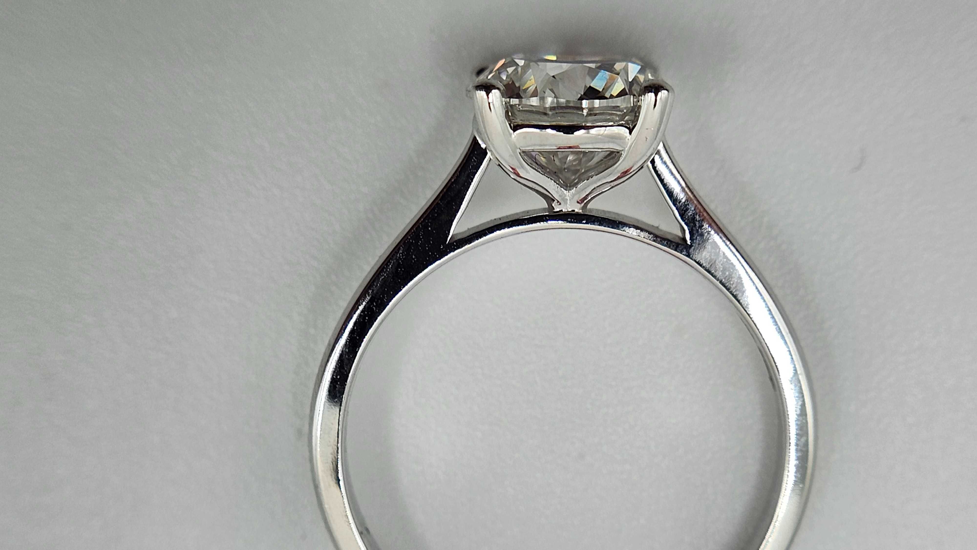 Inel logodnă 2 ct diamant aur alb 14k  – IGI certificat – nou –