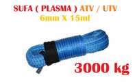 Sufa sintetica troliu plasma ATV UHWMPE albastra 15m 6mm