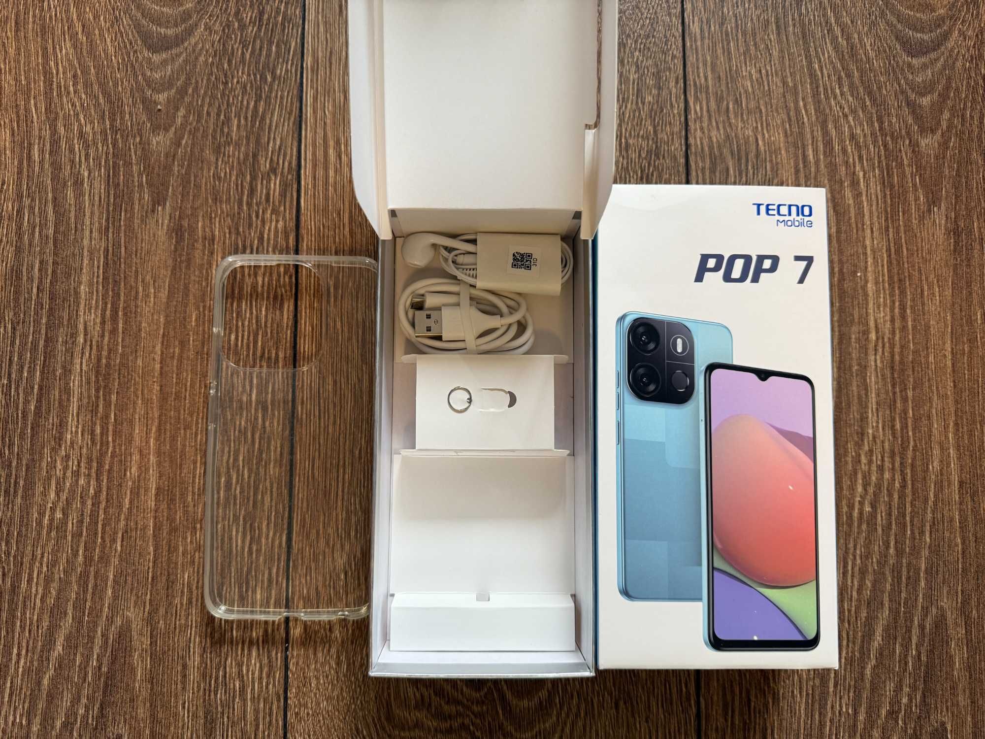 TECNO POP 7 - оригинални слушалки, кабел и калъфче
