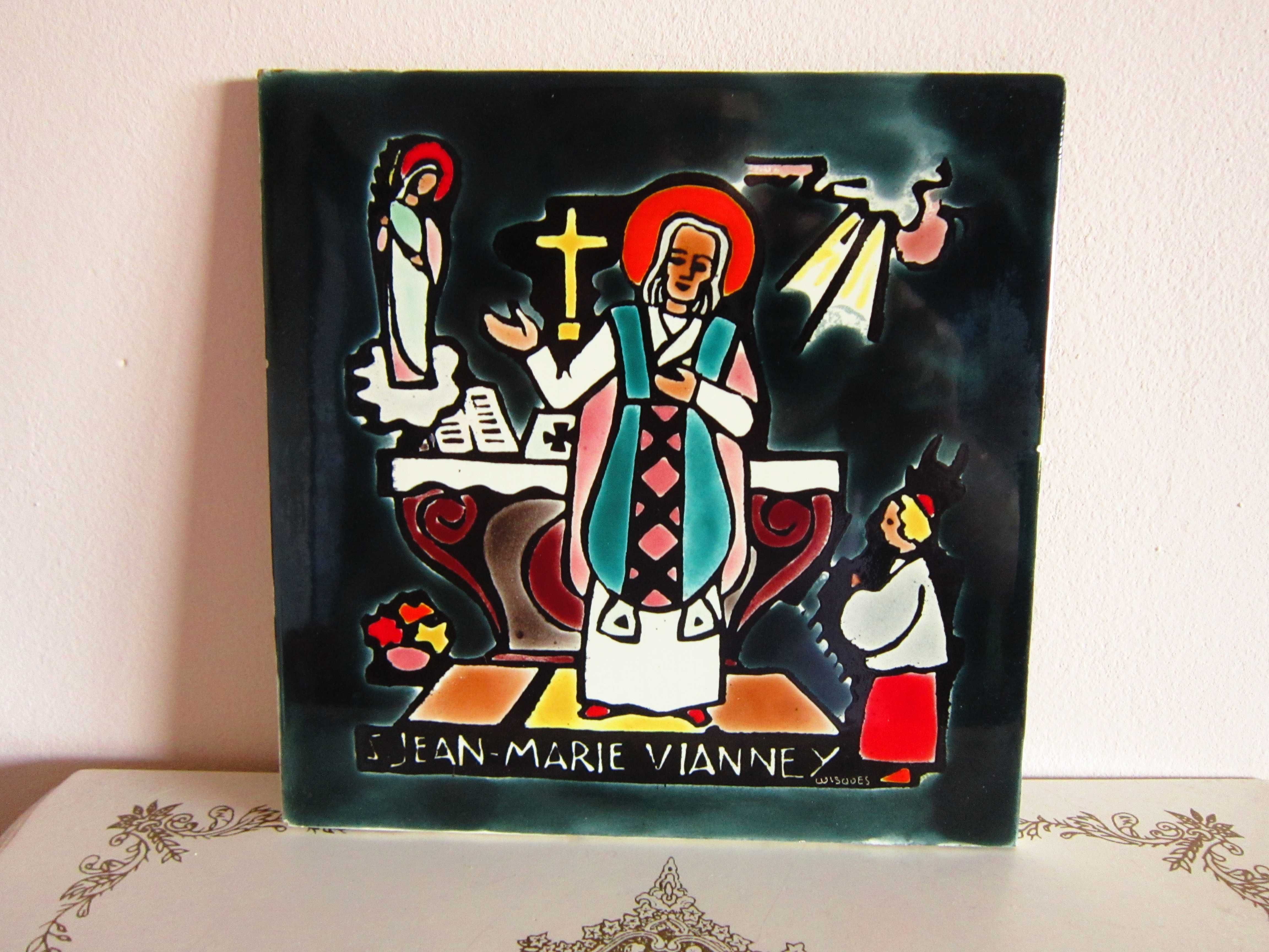 placa ceramica vintage Wisques Sf.Jean Baptiste Marie colectie'60