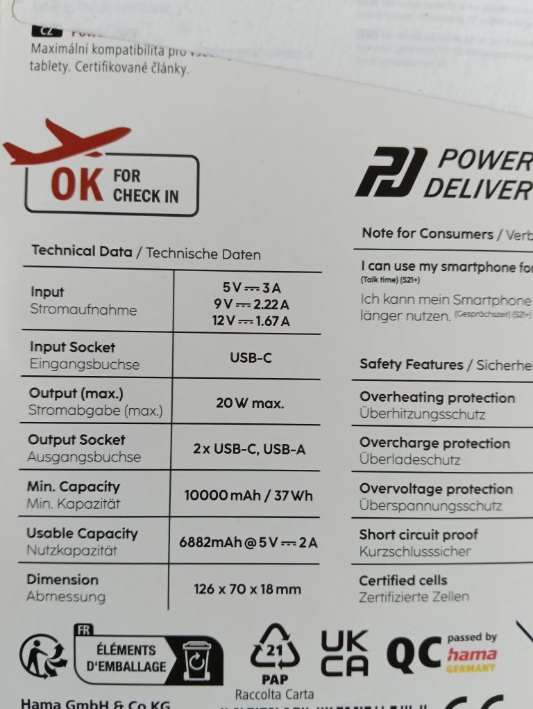 Baterie externa hama power pack