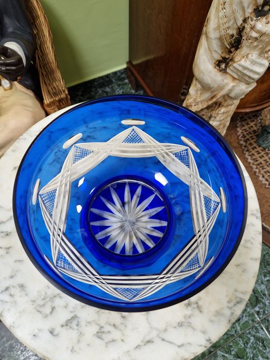 Рядка страхотна английска съветска кристална фруктиера купа