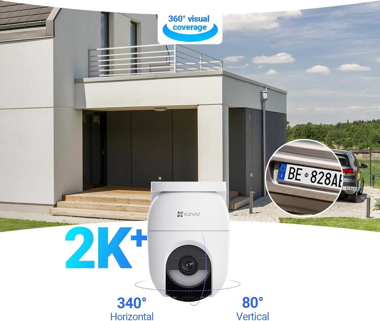 Нова CB8 Lite 4MP Камера със Соларен Панел, AOV, 24/7 Запис, Без Такси