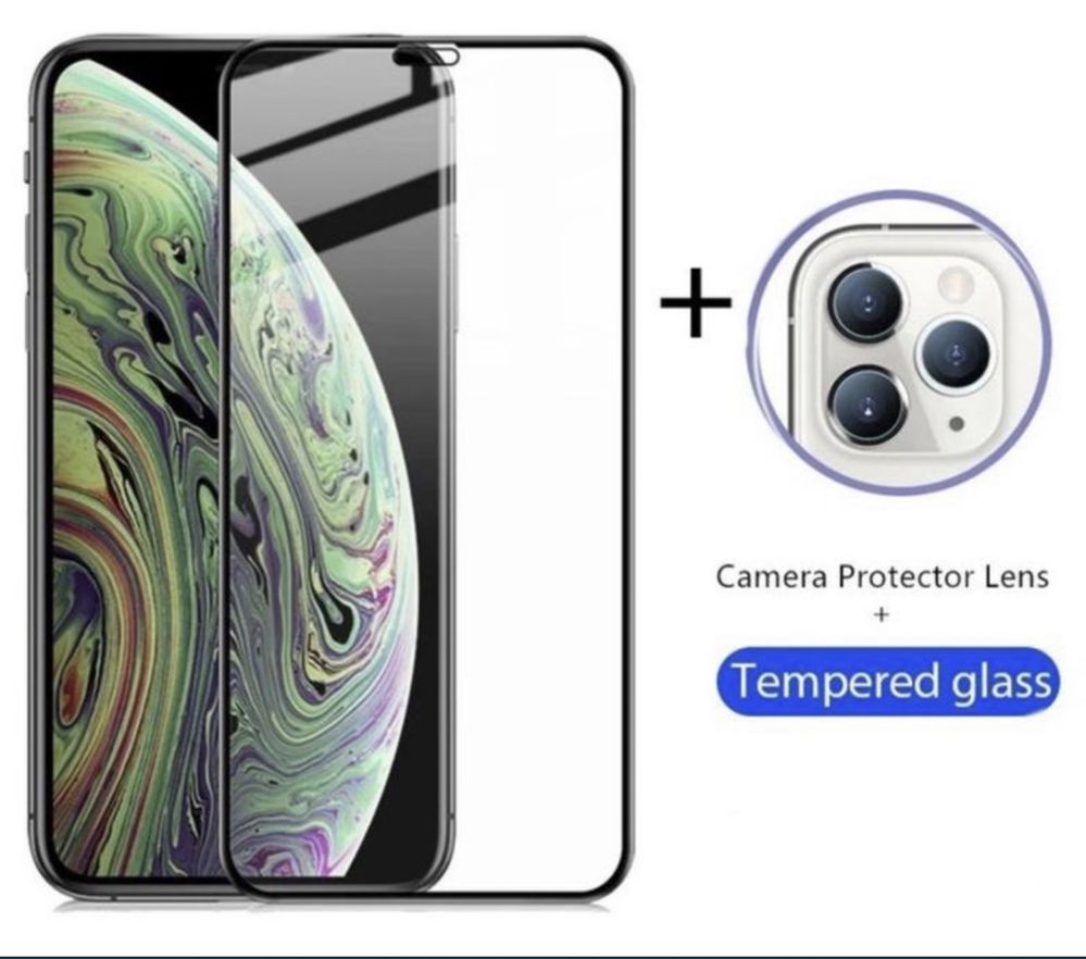 Iphone 11 PRO MAX - Pachet 360 Folie Camera si Folie Sticla Neagra Ful