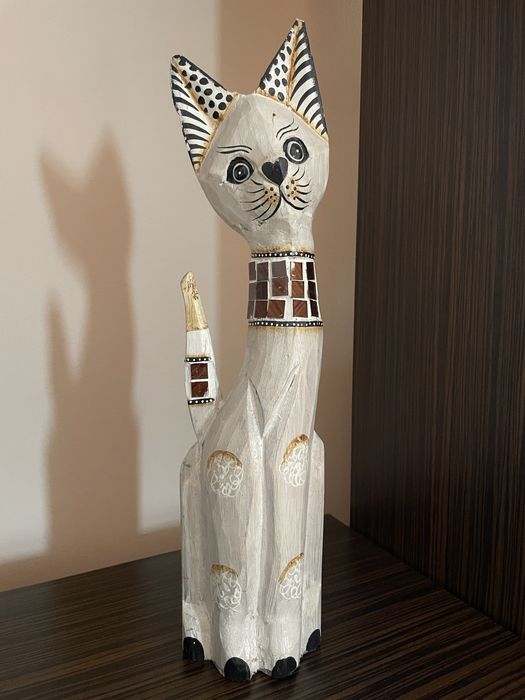 Дървена декоративна котка