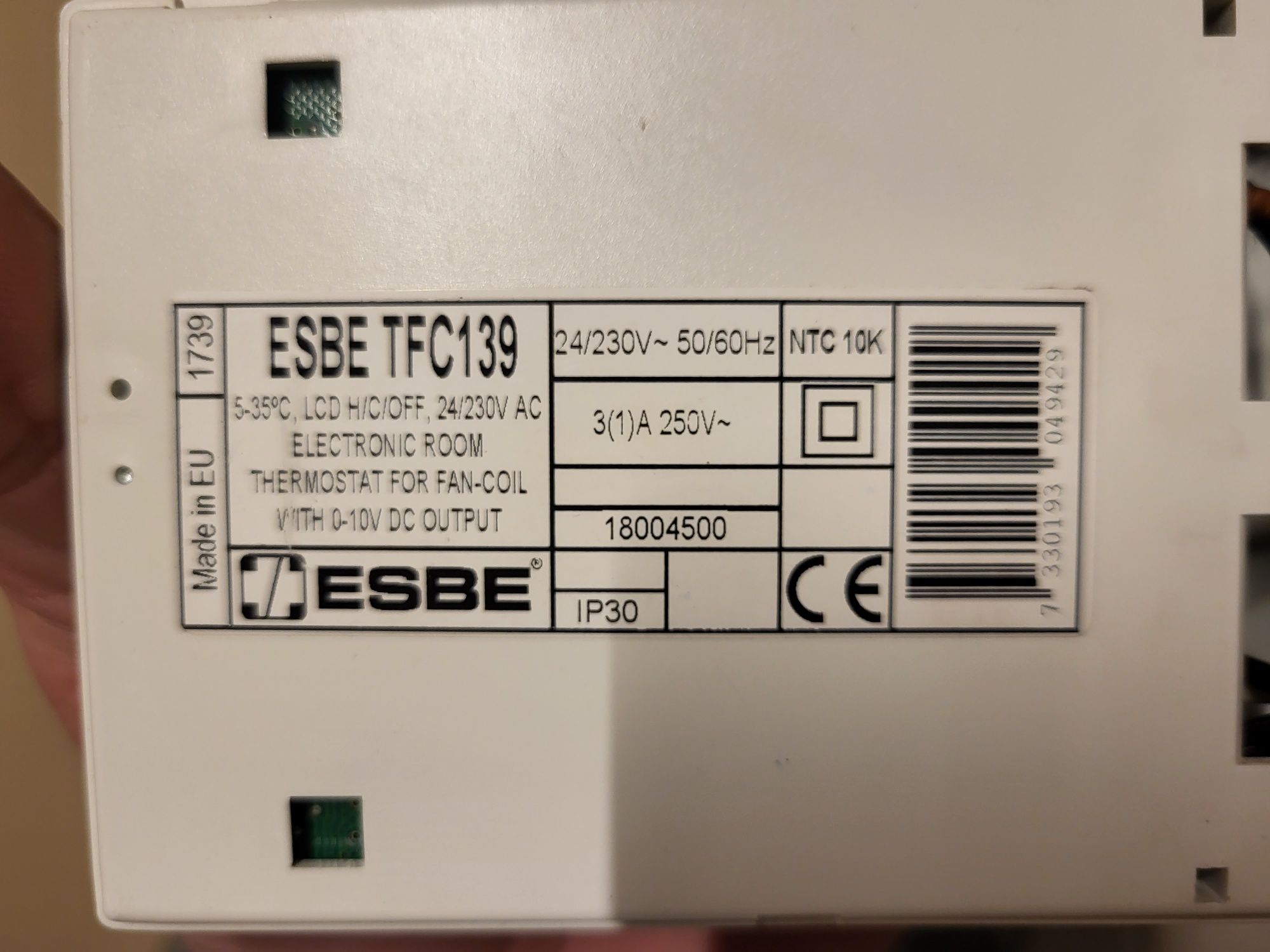 Termostat electronic ESBE 139 pt ventilo-convectoare