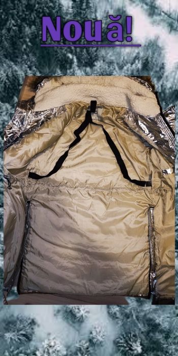 Vând geacă de iarnă argintiu lucios Mon Expert Denim  mărimea L nouă.