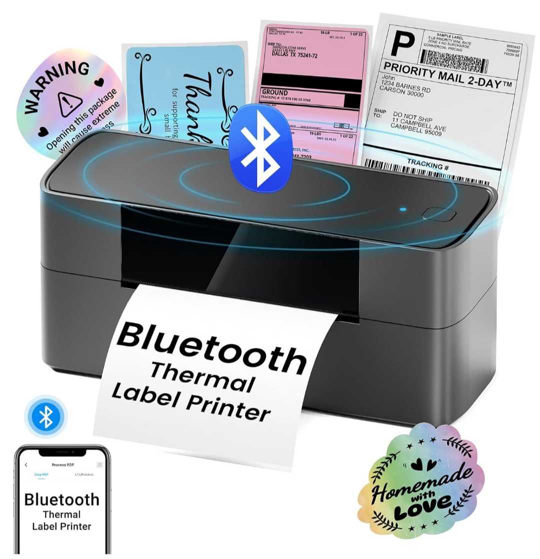Bluetooth термопринтер 4x6 принтер за етикети с цени,товарителници др.