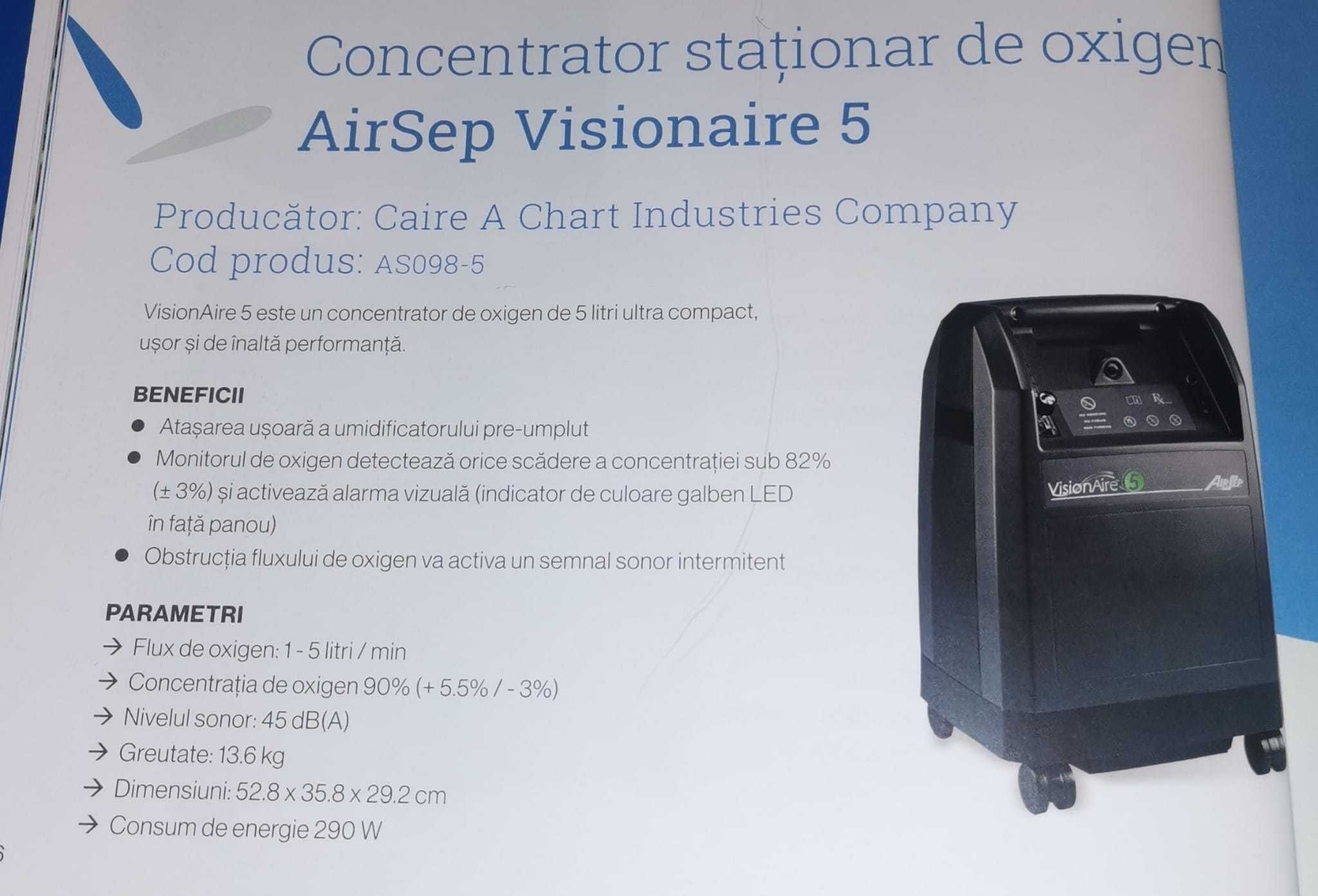 6x Concentartor stationar de oxigen Airsep Visionaire 5 (facturare)