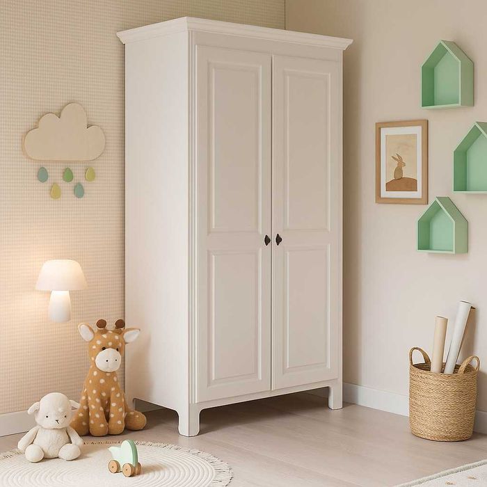 Dulap ieftin din lemn masiv Constanta, 2 usi, alb