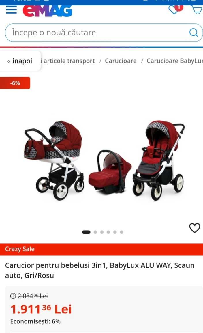 Carucior pentru bebelusi 3in1