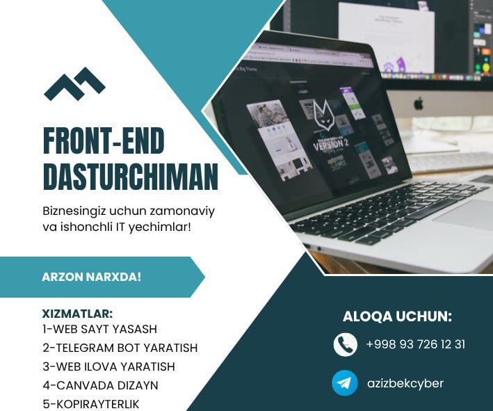 Arzon Narxda! Professional Web Sayt, Telegram Bot, Video Montaj va SMM