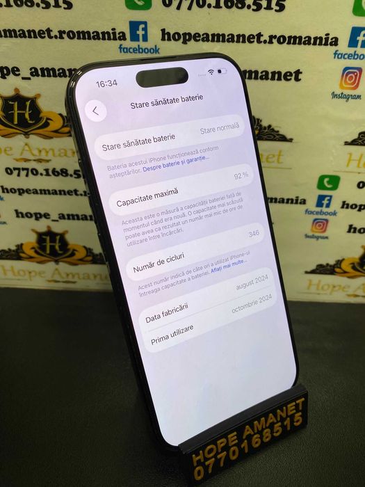 Hope Amanet P3 Iphone 16 Pro / 128 gb / 92% baterie