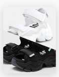 Buffalo - Sandale wedge cu velcro Binary, ALB/NEGRU   38