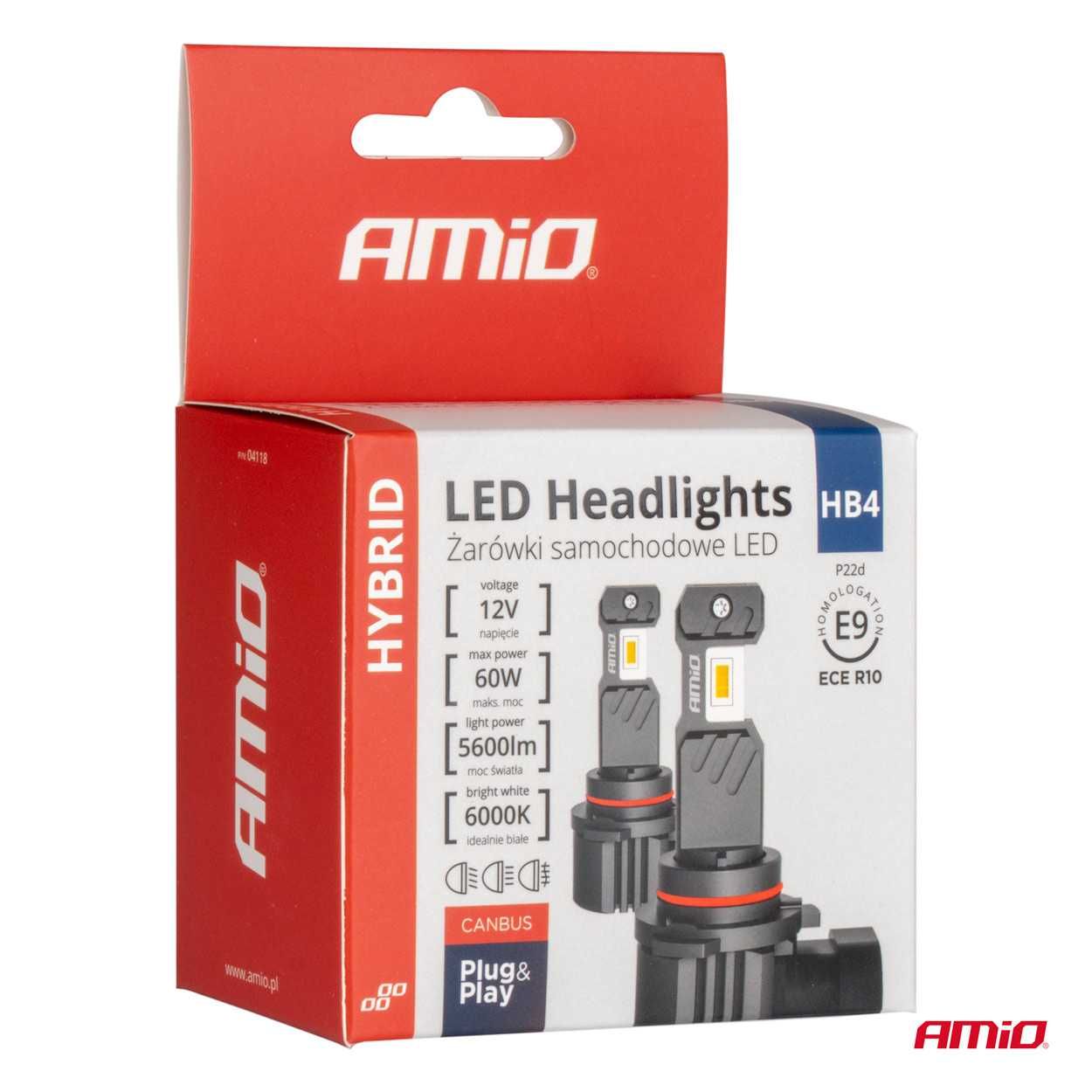 LED крушки HB4 AMIO HYBRID Лед крушка Canbus 60W, 6000K