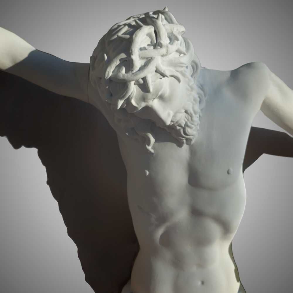 Statuie mare a lui Isus pe cruce sculptură 70 cm