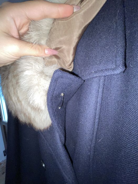 palton de stofa cu guler de blana naturala