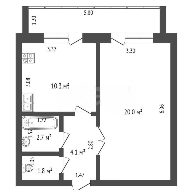 Продам 1-комн.квартиру, дом 2012 г.п., кирпич, 20 мкр.