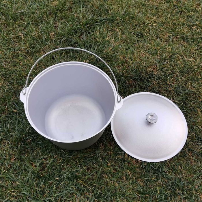 Ceaun aluminiu alimentar cu capac 15 litri fund plat dublu stratificat