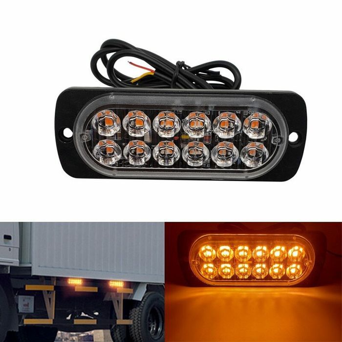 Set Două Lampi Stroboscoape 4/6/12 Leduri Galbene Auto-Utilaje