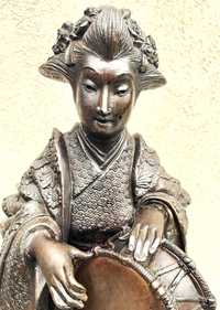 Spectaculoasă statueta-bronz-gheisa muzicanta-25 kg-Anglia