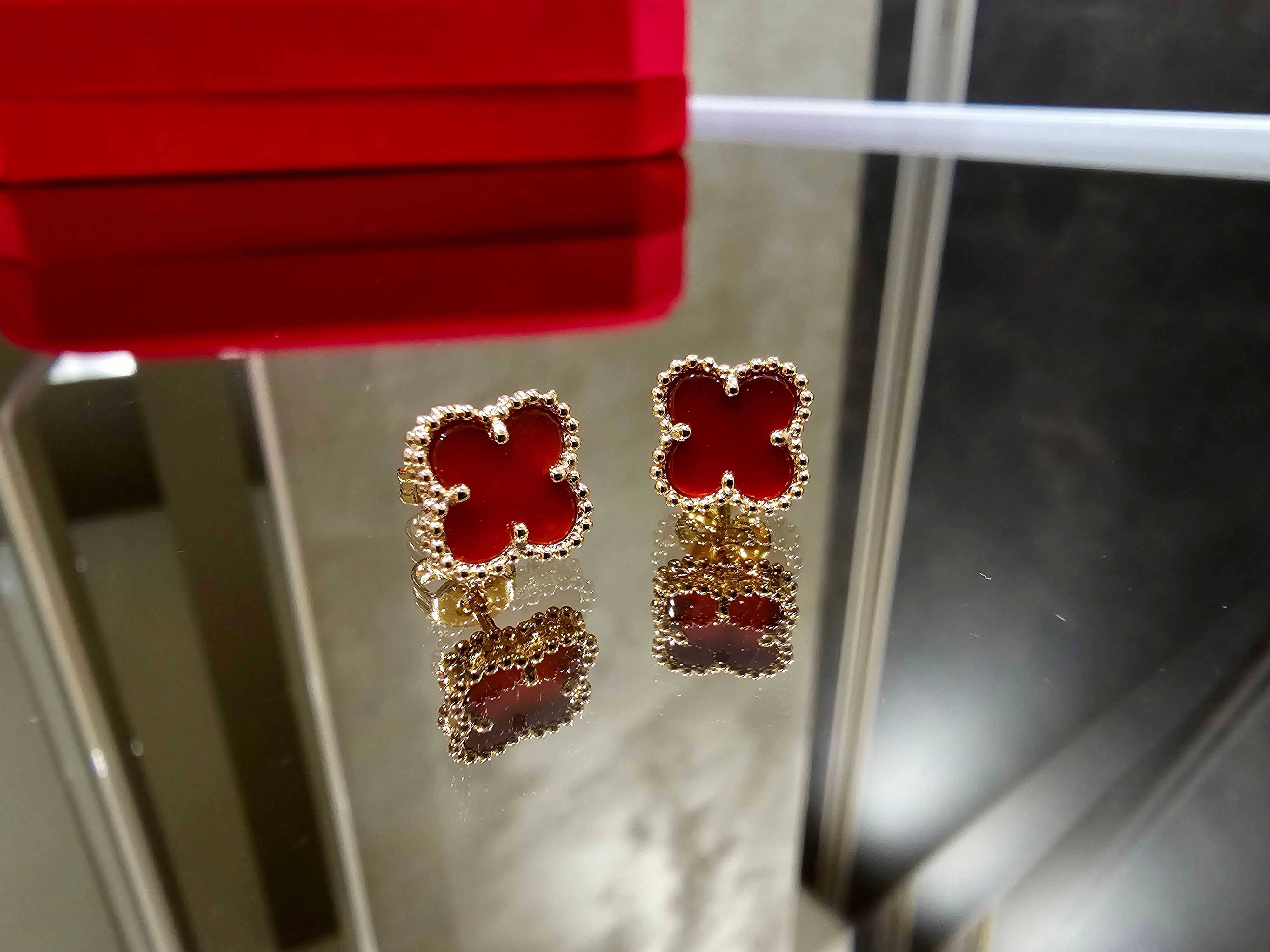Van Cleef & Arpels VCA Rose Gold Red Sweet Alhambra Дамски Обеци