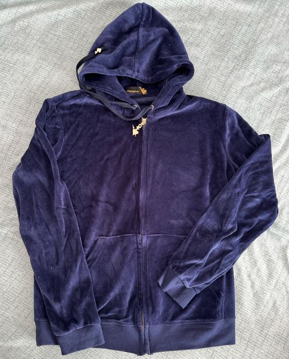 Дамски велурен спортен екип в тъмносин цвят