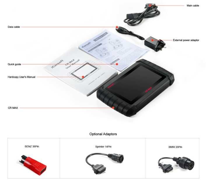 Scaner diagnoza auto, tester iCarsoft CR MAX – OBD2