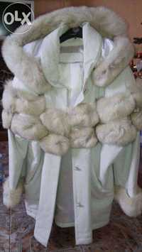 Schimb-vand haina din piele de dama, cu blana, model deosebit