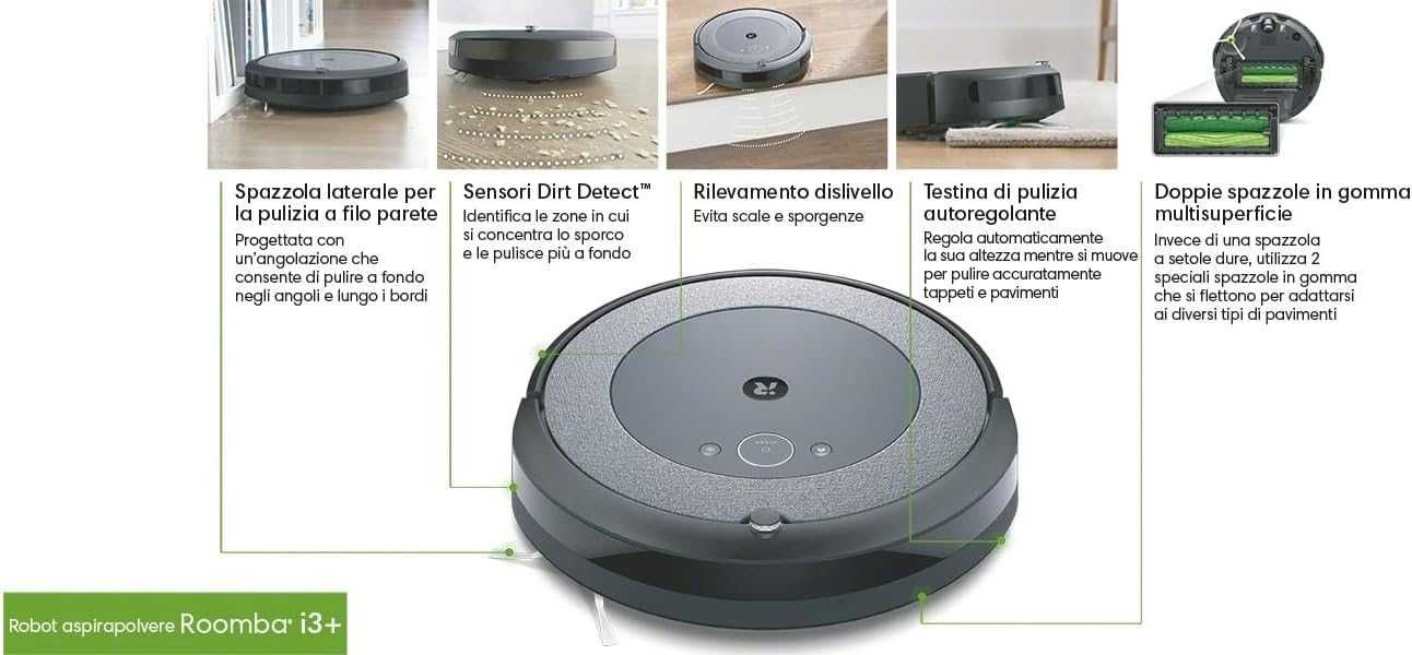 Прахосмукачка робот iRobot Roomba i3 AeroForce 2 силиконови четки WiFi