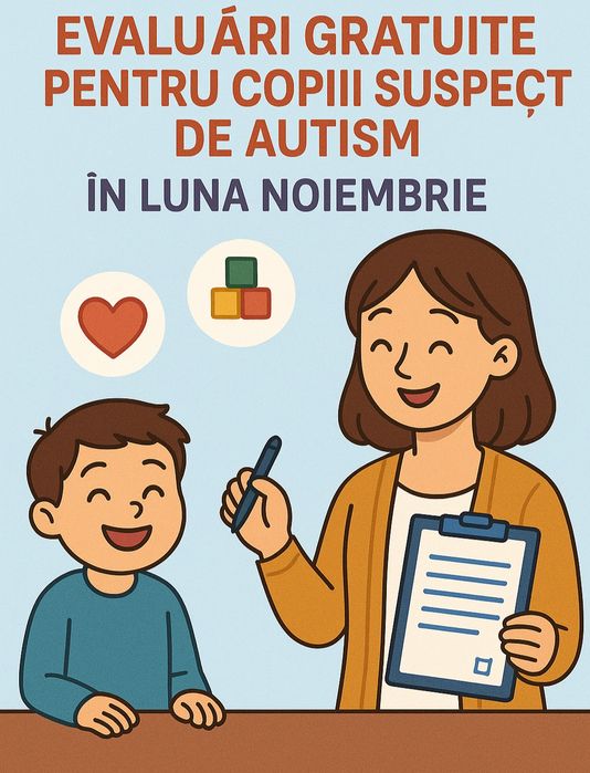 Evaluare copii Gratuită, Terapie ABA, Logopedie, Psiholog copii