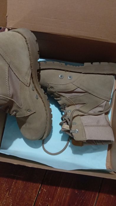 Bocanci militari din piele întoarsa cu pânză