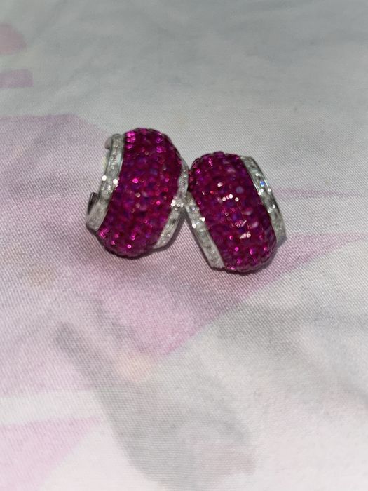 Серьги клипсы с розовыми камнями