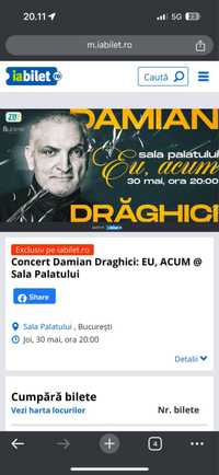 Bilete VIP concert Damian Draghici EU, ACUM