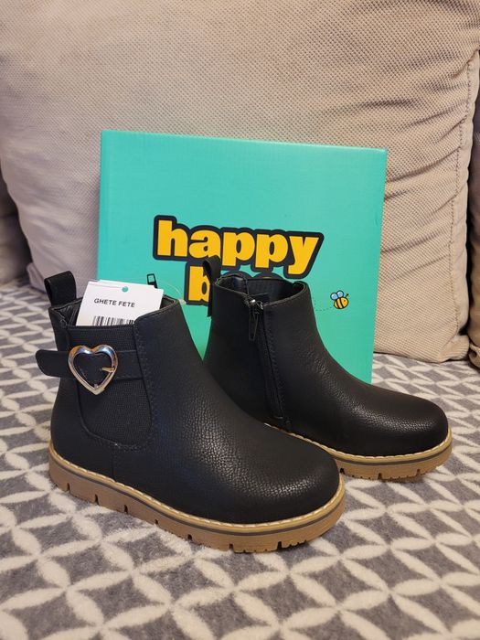 Ghete Fete Noi Toamna-Primavara, Fermoar, Piele întoarsă Marimea 28, H