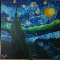 Живопись.  Картина "Звёздная ночь". По стопам Ван Гога
