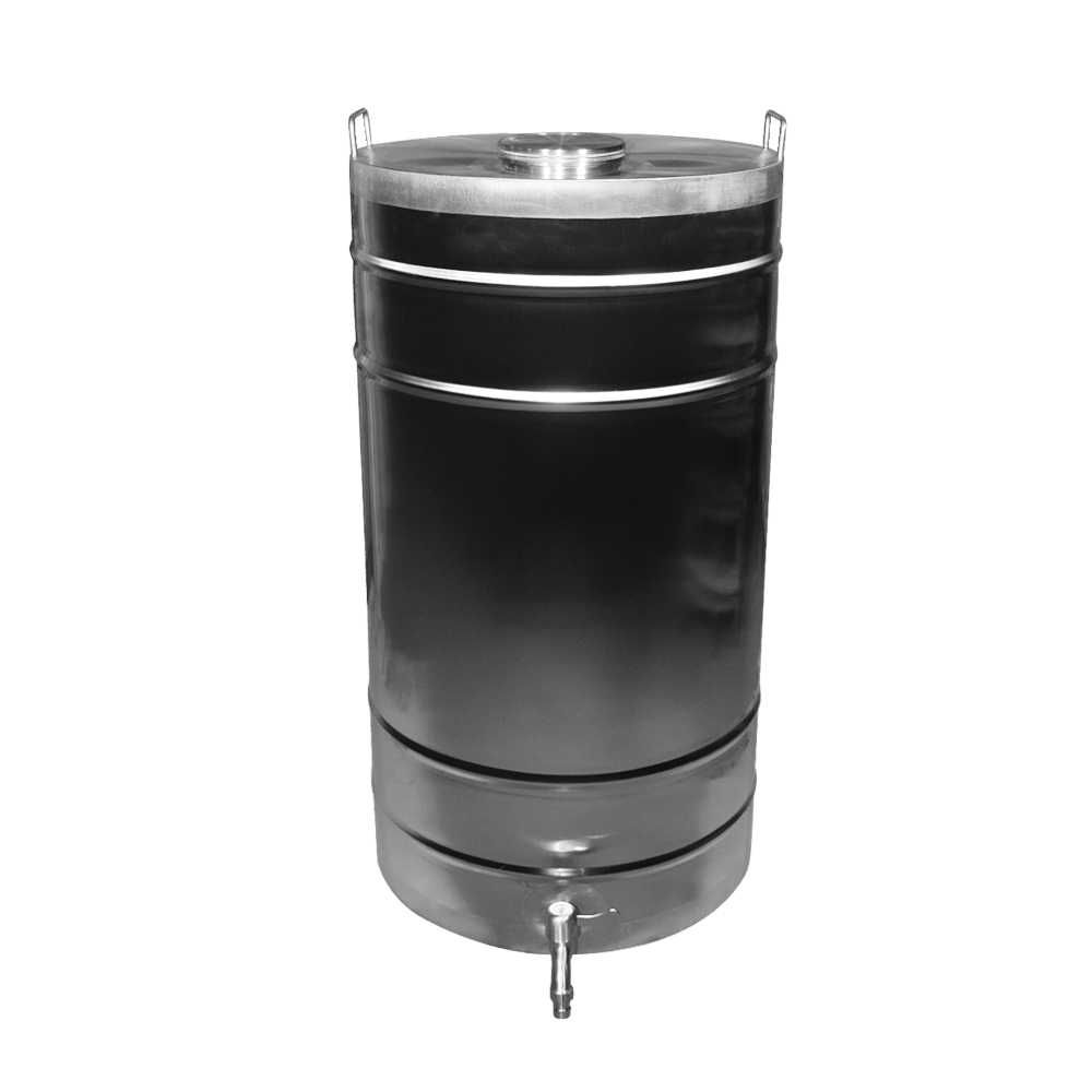 Butoi din INOX 180 L cu capac cu filet si garnitura, cadou robinet