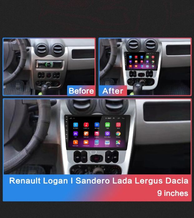 Navigatie Android DACIA Logan Duster Sandero- 9inch-display mare 9