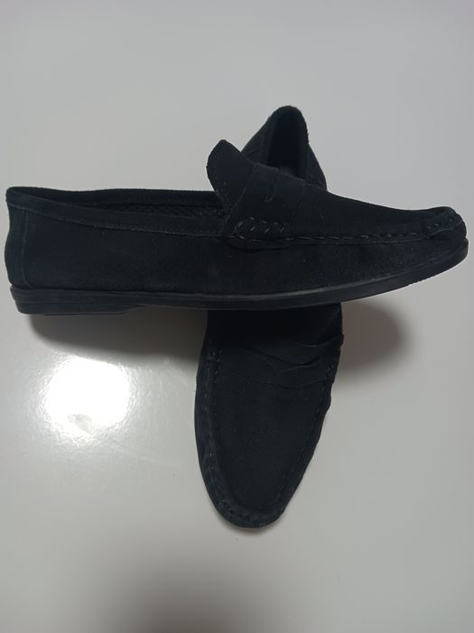 Мокасини от естествен велур черни