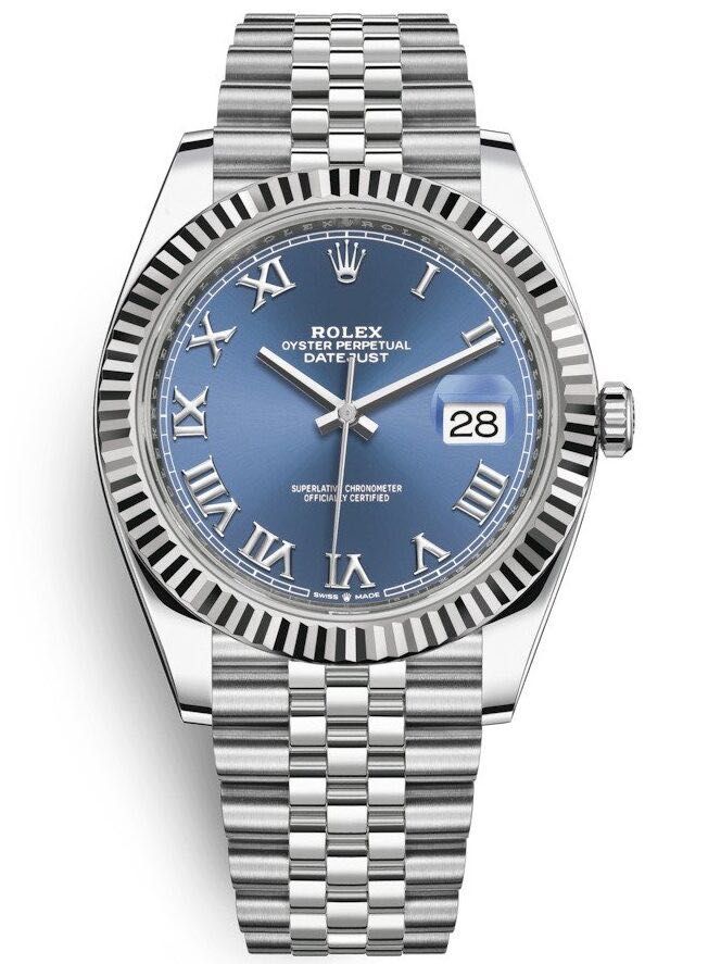 Rolex Datejust 41mm Steel and White Gold Azzuro