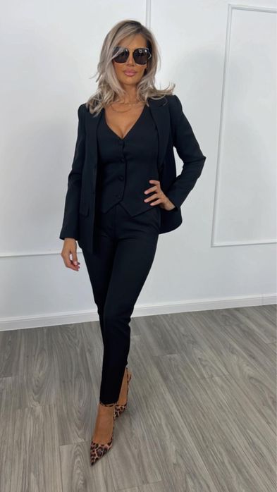Costum dama elegant cu 3 piese Sacou, Vesta si Pantaloni