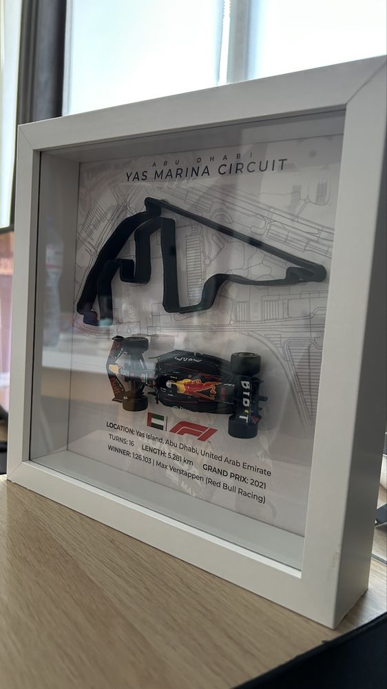 Персонализиран F1 подарък – 3D рамка с болид и писта по избор